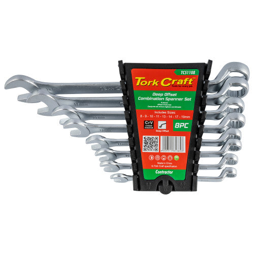 Tork Craft 8pcs Deep Offset Combination Spanner Set 8-9-10-11-13-14-17-19mm (TC51108)