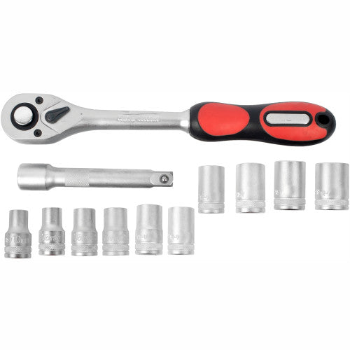Tork Craft Socket & Ratchet Set 12pc 10-22mm 1/2" Drive 12 Crv 12 Point (TC75012)