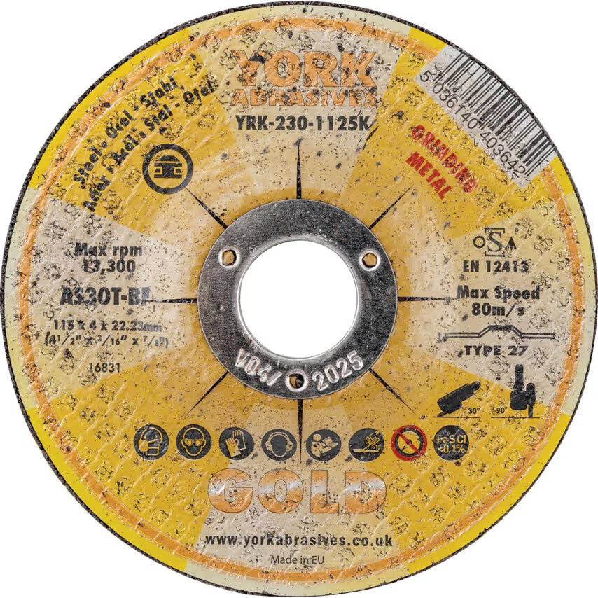 York 115x4x22mm Gold Cutting Disc
