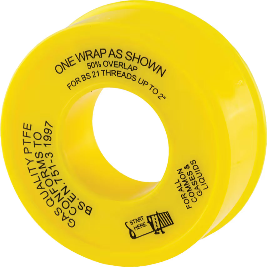 Kennedy PTFE Tape, Gas, White, 12mm x 5m