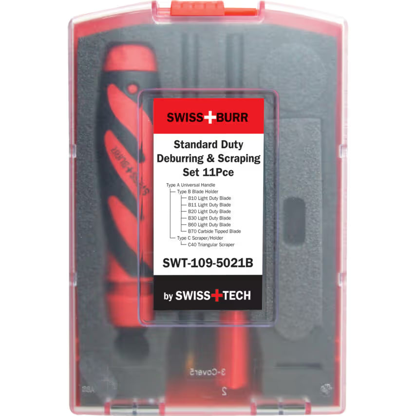 SwissBurr A/B/C, Hand Deburring Set,Deburring & Scraper Set, Set Of 11