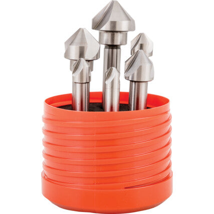 Sherwood Countersink Set, Countersink, Straight Shank, Set of 6, Cobalt High Speed Steel, Bright