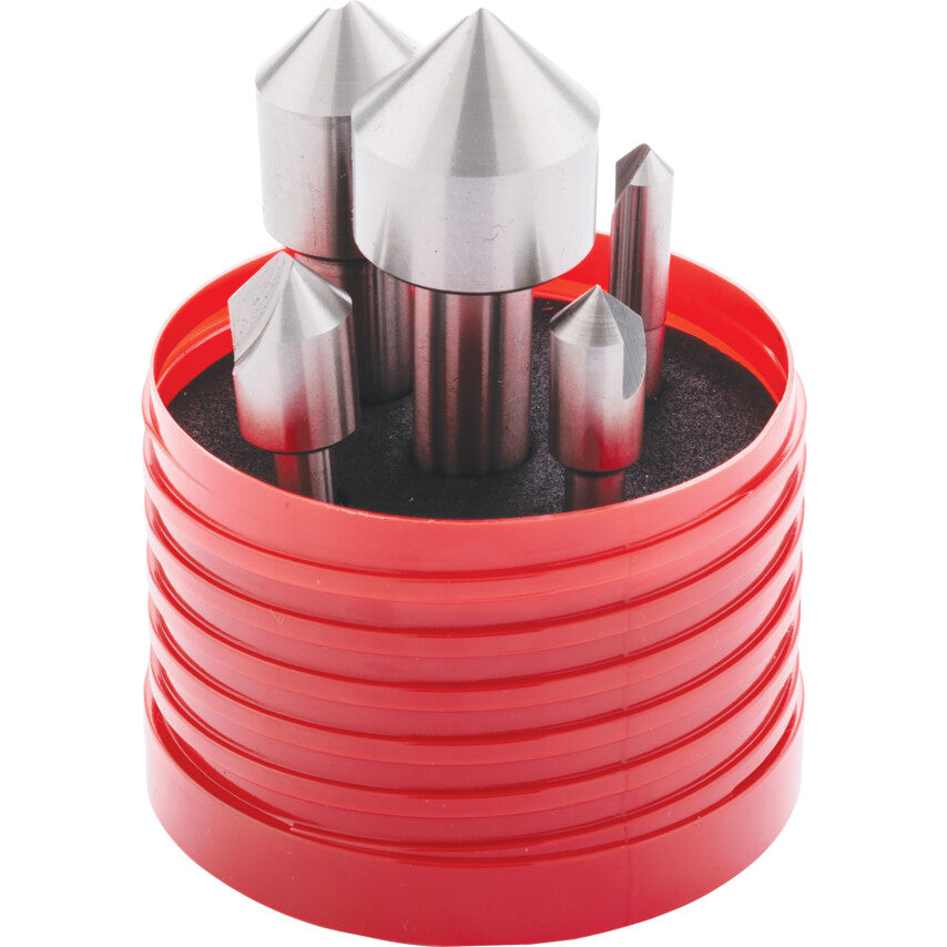 Sherwood Countersink Set, Countersink, Straight Shank, Set of 5, High Speed Steel, Uncoated