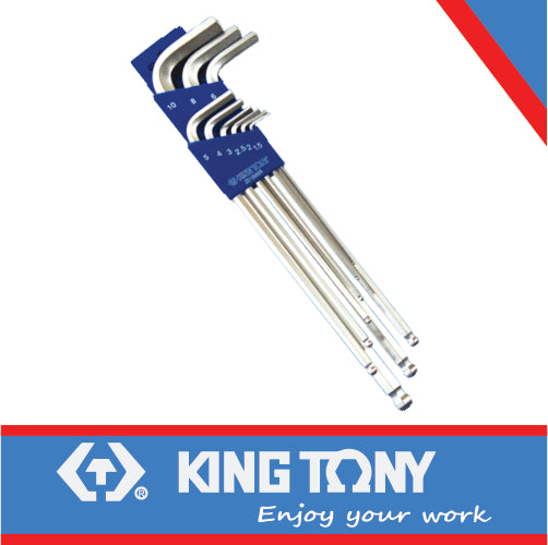 King Tony Extra-Long Ball Point Metric Hex Key Set – 9pcs (20109MR)