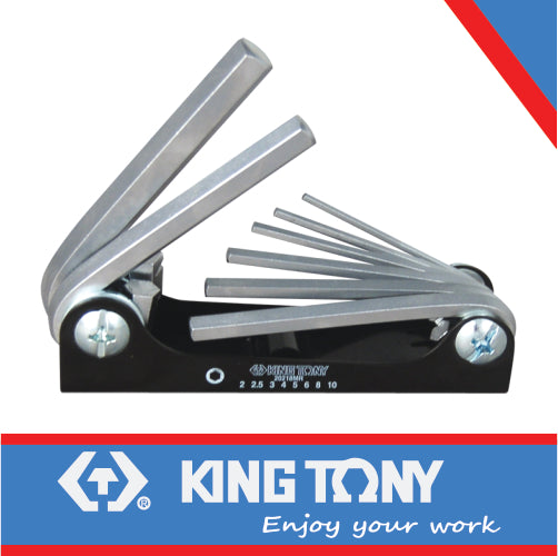 King Tony Metric Hex Key Set On Pocket Knife Holder – 8 pcs (20218MR)