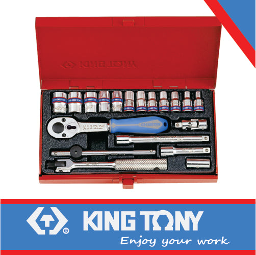 King Tony 1/4″ Socket Set 4-13mm 12point 19pcs(2021MR)