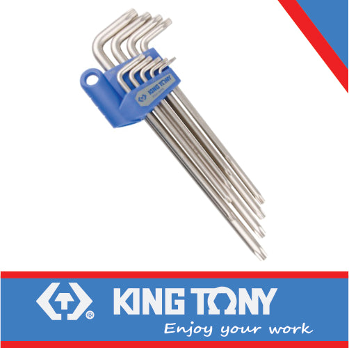 King Tony Torx L Key Set 9PC Tamper Proof T10-T50 Extra Long (20419PR)