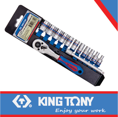 King Tony 1/4″ Socket & Wrench Set 13 Piece (2313MR)
