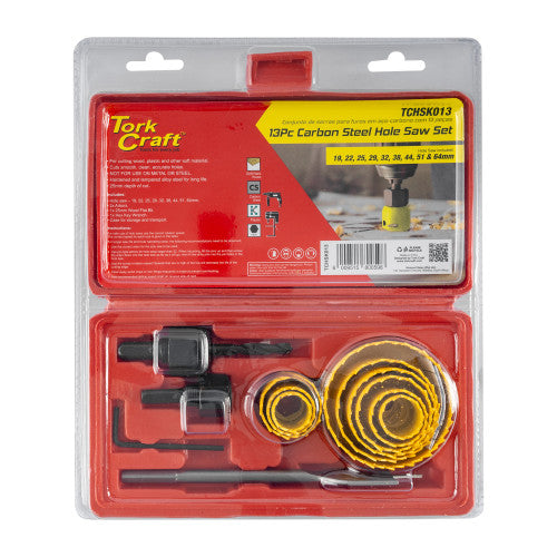 Tork Craft Holesaw Set — 13 pc in Case, Carbon Steel (TCHSK013)
