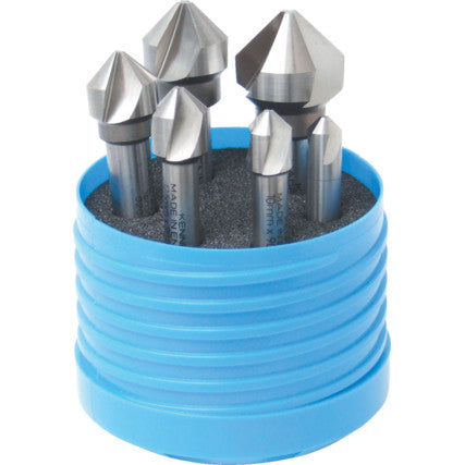 Kennedy Countersink Set, Countersink, Straight Shank, Set of 6, Cobalt High Speed Steel, Uncoated