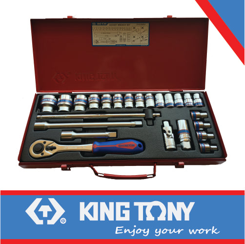 King Tony 1/2″ Metric Socket Set 12 Points 8 – 32mm – 24pcs (4028MR)