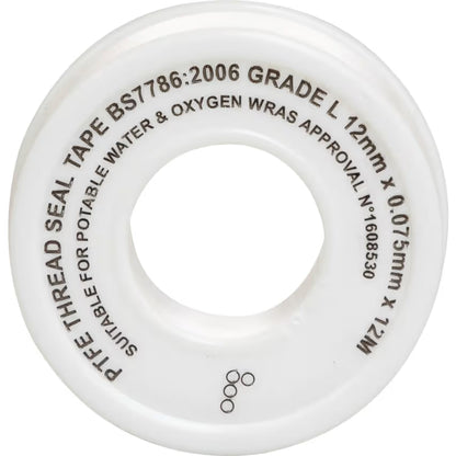 Kennedy PTFE Tape, Thread Sealing Tape, White, 12mm x 12m