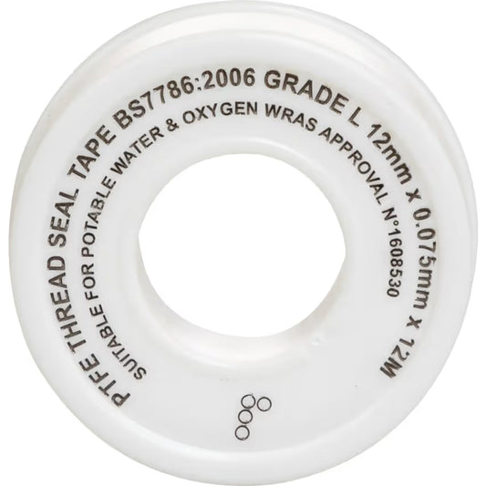 Kennedy PTFE Tape, Thread Sealing Tape, White, 12mm x 12m