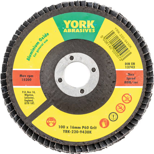 York Conical Flap Discs, Aluminum Oxide - Fibre Backed