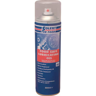 Solent Lubricants For Food Lubricating Oil, Food Safe, 500ml, Aerosol, Viscosity Grade 500