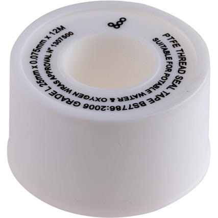 Kennedy PTFE Tape, Thread Sealing Tape, White, 25mm x 12m
