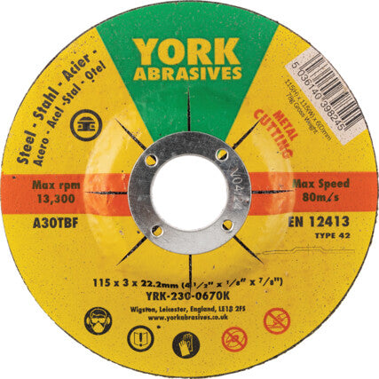 York 115x3x22.23mm Cutting Disc