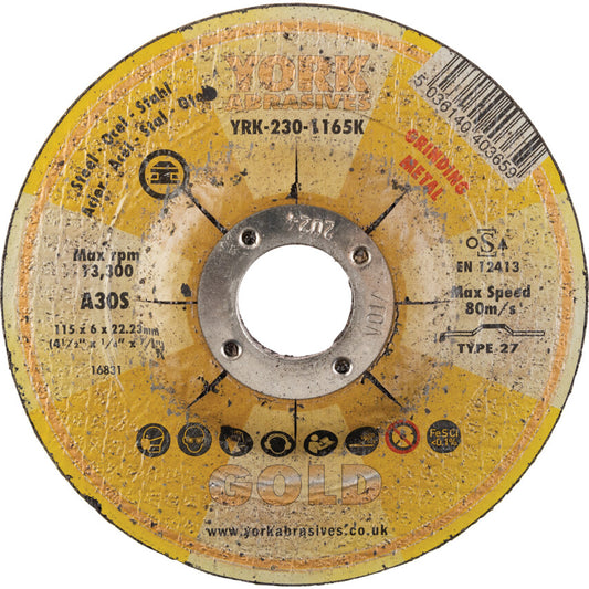 York 115x6x22mm Gold Cutting Disc